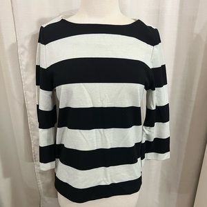 Black & off white wide striped top